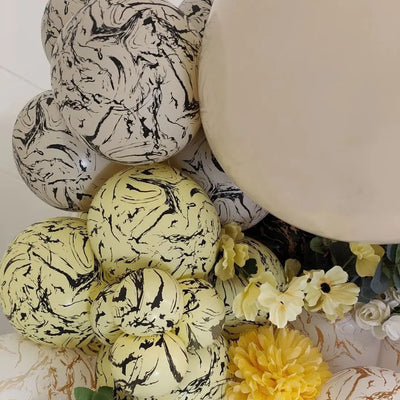 Baloane latex 30cm Space Nebula - Macaron Yellow (Print: Black)