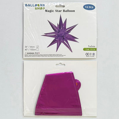 Fuchsia Magical Star Foil Balloon 66cm