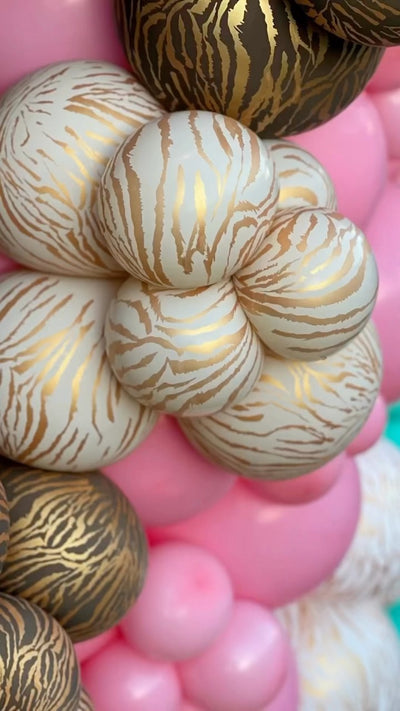 Baloane latex 30cm Safari Tiger N - White (Print - Gold)