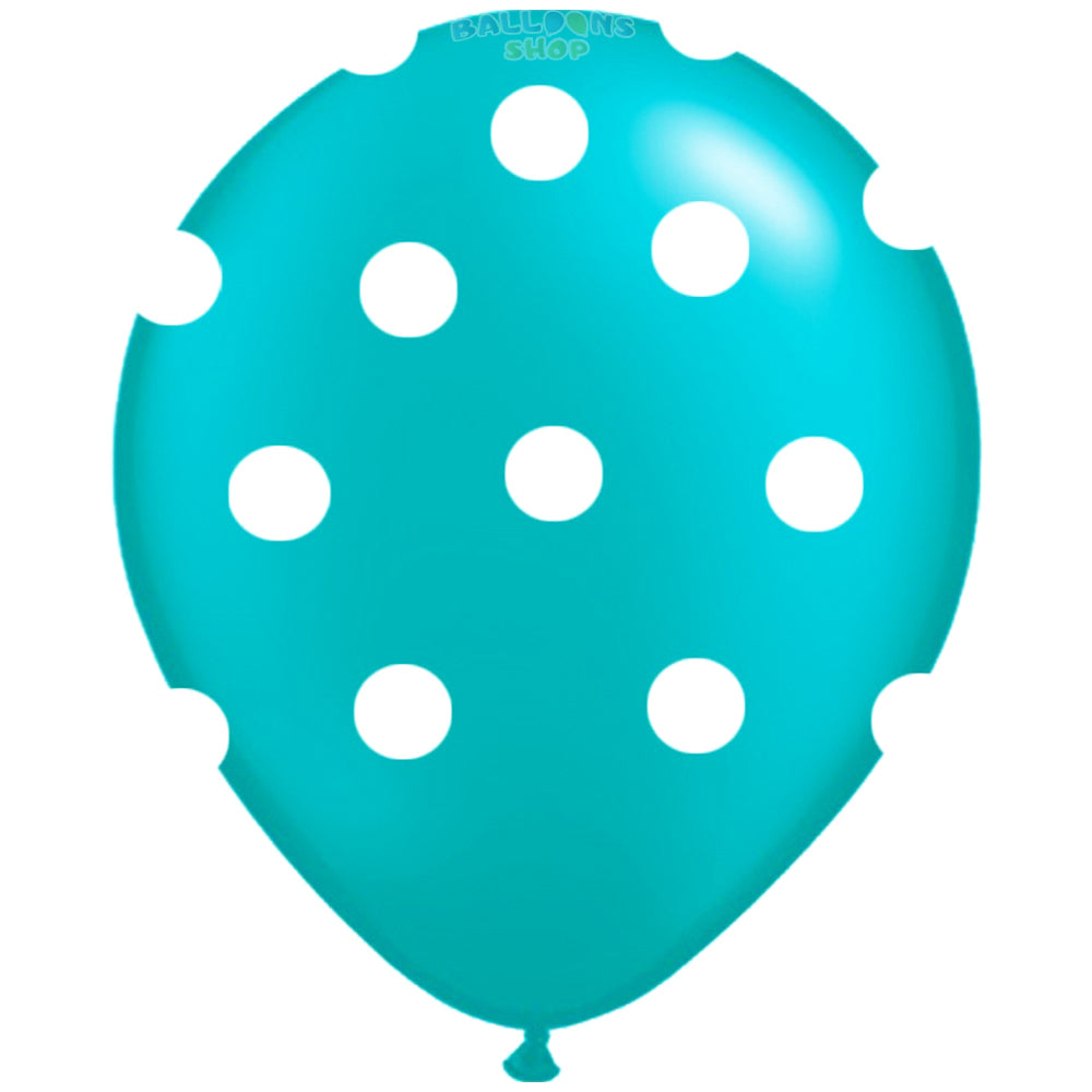 26cm Turquoise Polka Dot Latex Balloons