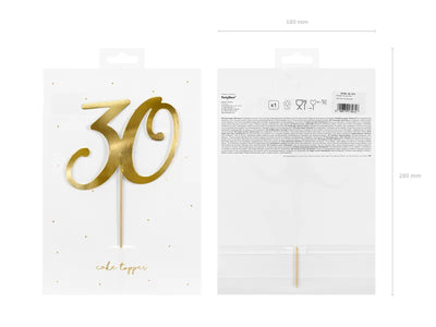 Decoratiune pentru Tort 30 ANI Auriu 20.5cm