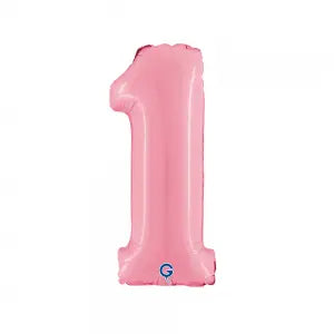 Balon Folie Cifra 1 Pastel Pink 36cm