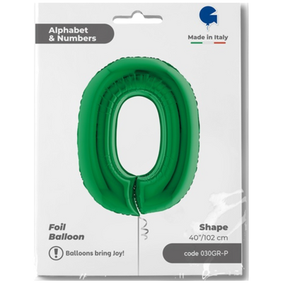 Balon Folie JUMBO CIFRA 0 VERDE 102 cm Grabo