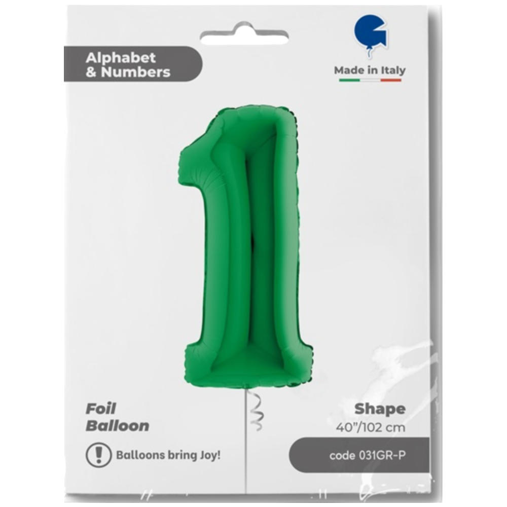 Balon Folie JUMBO CIFRA 1 VERDE 102 cm Grabo