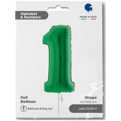 Balon Folie JUMBO CIFRA 1 VERDE 102 cm Grabo