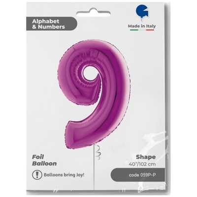 Foil Balloon JUMBO NUMBER 9 PURPLE 102 cm Grabo
