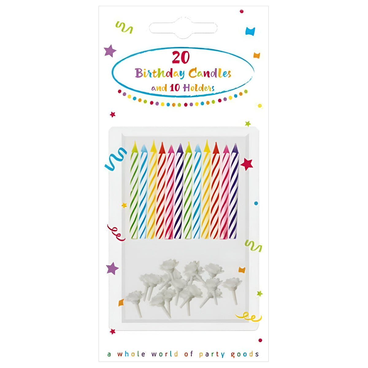 Set 20 Lumanari cu suport Multicolore 6cm