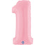 Balon Folie Cifra 1 Pastel Pink 102cm