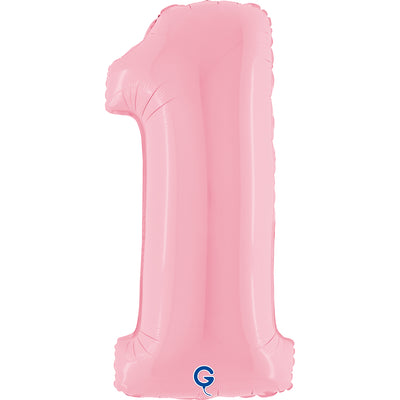 Balon Folie Cifra 1 Pastel Pink 102cm