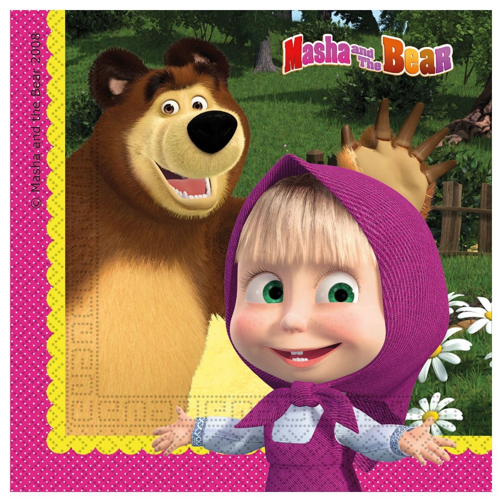 Set 20 Paper Napkins 33x33cm Masha and the Bear