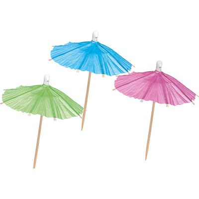 Set of 10 Multicolored Cocktail Umbrellas
