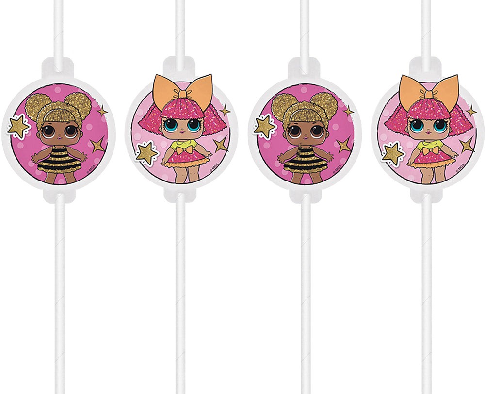 Set 4 Paie de Bautura cu medalion LOL Surprise Glitter MGA
