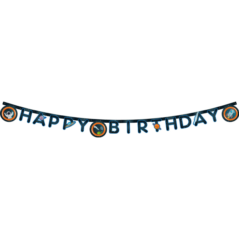 Banner Party Happy Birthday Rocket Space