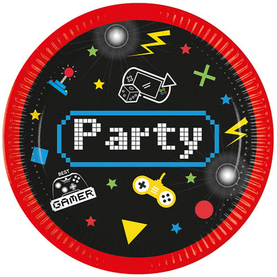 Set of 8 Gaming Party Plates 23cm