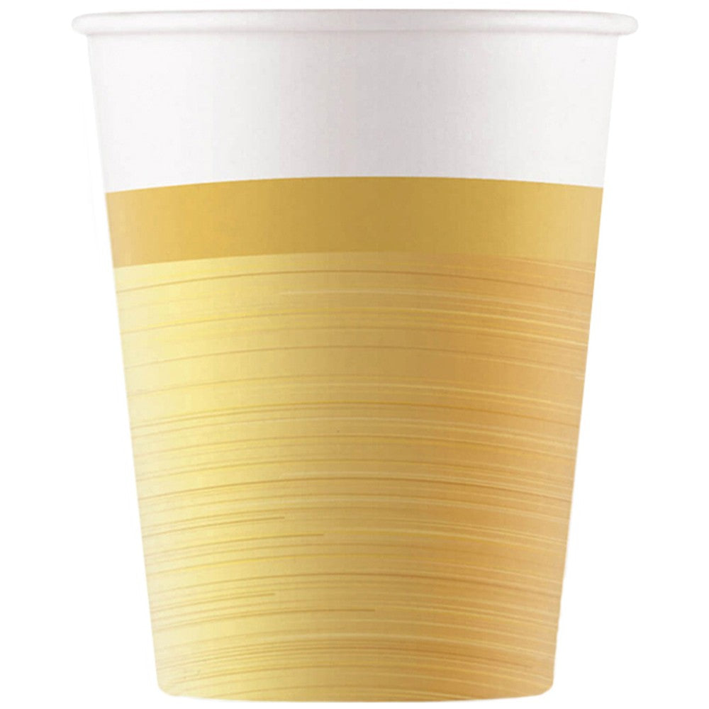 Set 8 Gold Party Cups 200ml