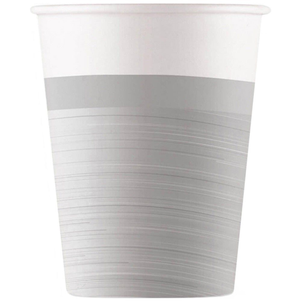 Set of 8 Silver Party Cups, 200ml