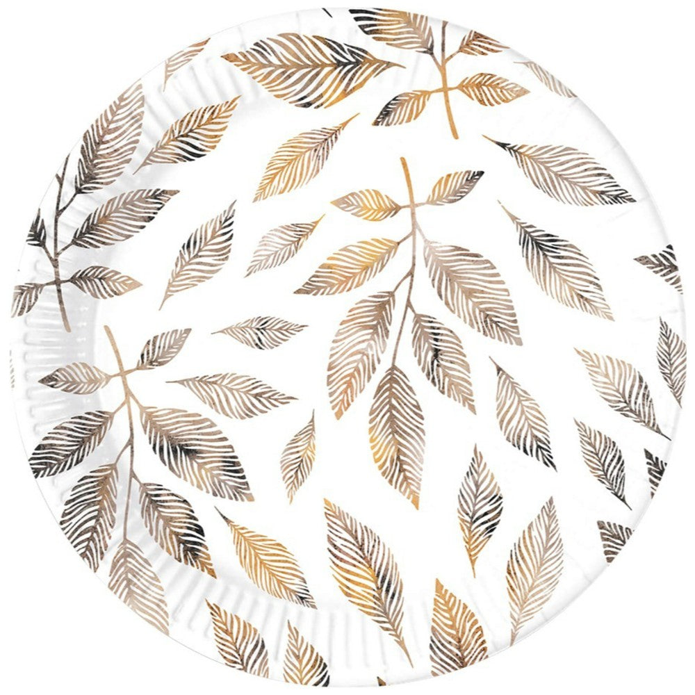 Set of 8 Party Plates 23cm Leafs