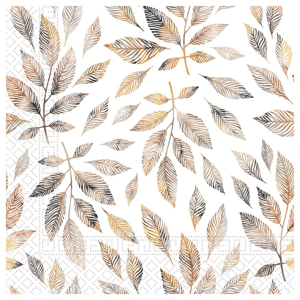 Set of 20 Paper Napkins 33x33cm Leafs