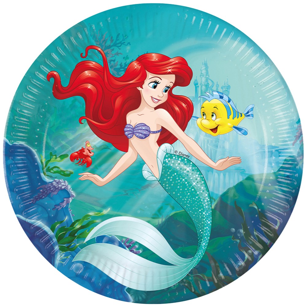 Set of 8 Party Plates 23cm Disney Ariel The Little Mermaid