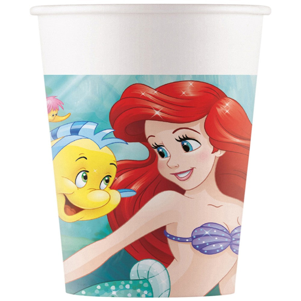 Set 8 Cardboard Party Cups 200ml Disney Ariel The Little Mermaid