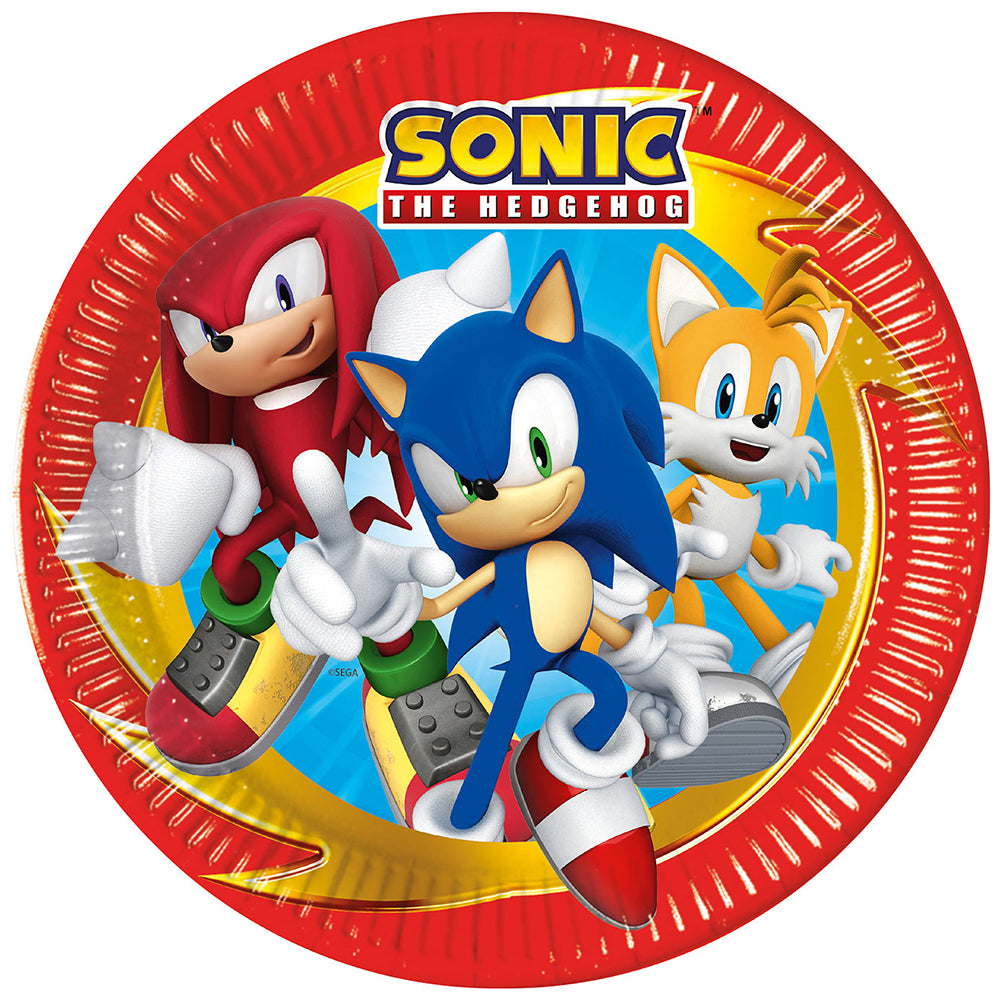 Set of 8 Sonic Party Plates 23cm