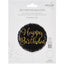 Balon Folie Happy Birthday Negru-Auriu cu Stelute 45cm