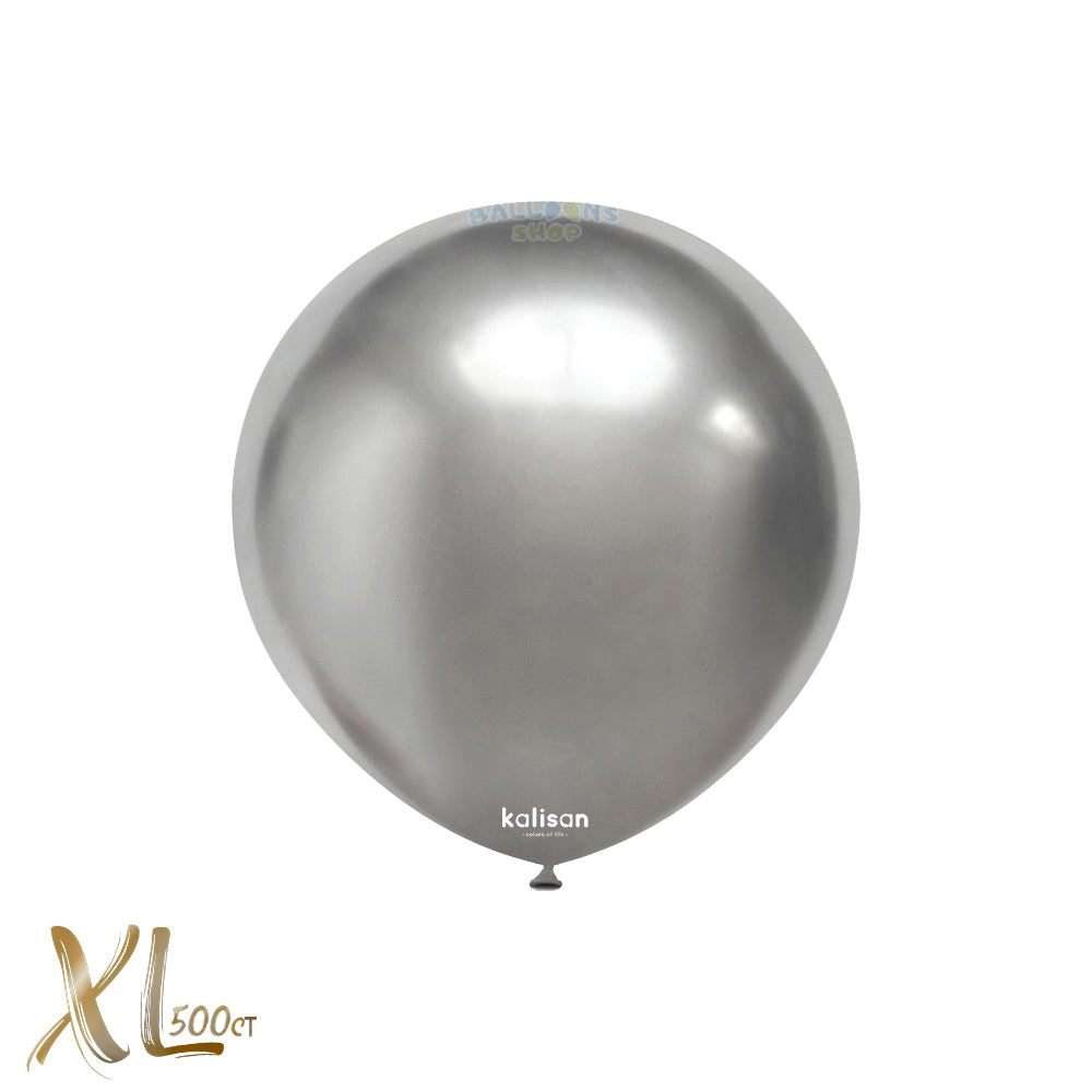SET 500 Latex Balloons 13cm Mirror Silver XL 5002