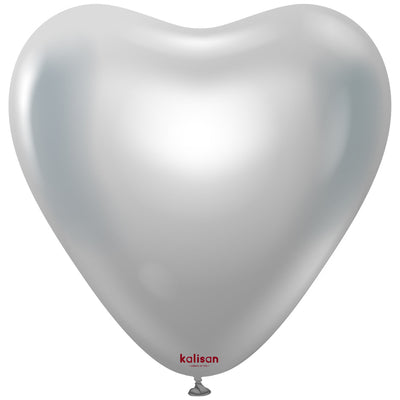 SET 25 Baloane Latex Inima 30cm Mirror Silver 5002