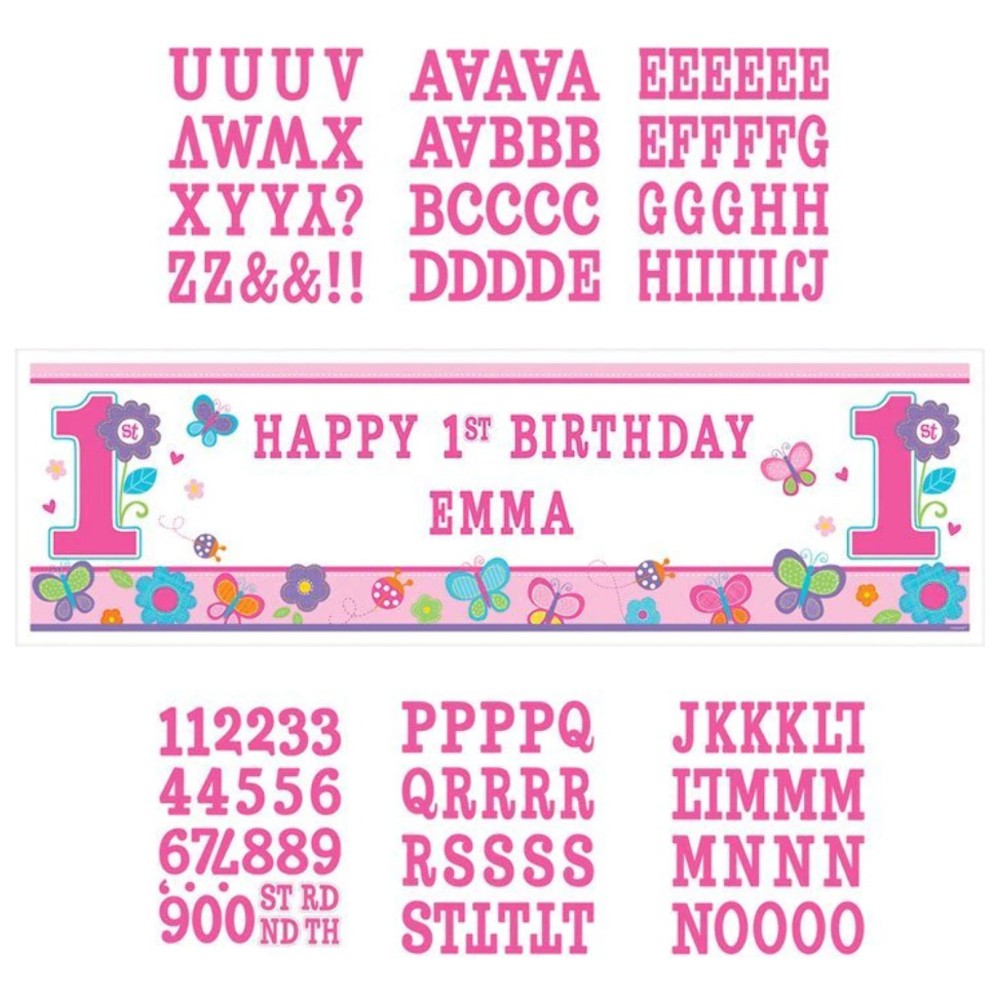 Giant Film Banner First Birthday Girl 165 x 50.8 cm AMS 120113