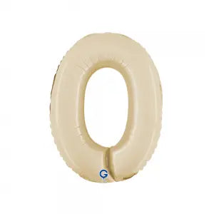 Balon Folie Cifra 0 Satin Cream 36cm