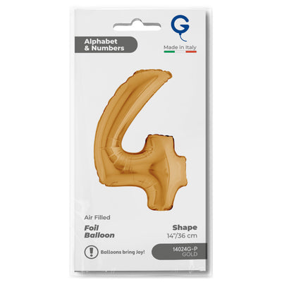 Gold Number 4 Foil Balloon 36cm