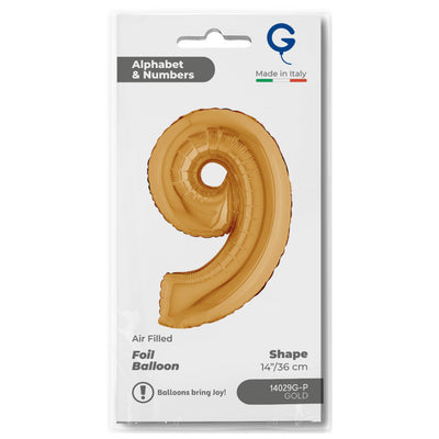 Gold Number 9 Foil Balloon 36cm