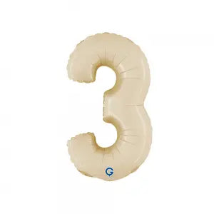 Balon Folie Cifra 3 Satin Cream 36cm