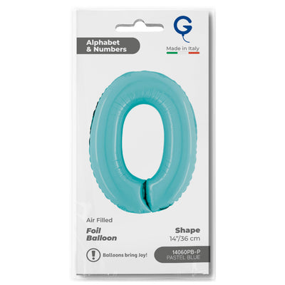 Number 0 Pastel Blue Foil Balloon 36cm