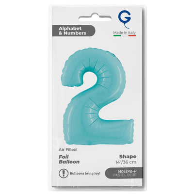 Pastel Blue Number 2 Foil Balloon 36cm