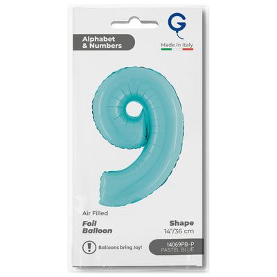 Number 9 Pastel Blue Foil Balloon 36cm