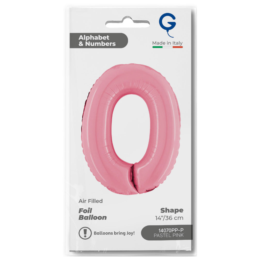 Balon Folie Cifra 0 Pastel Pink 36cm