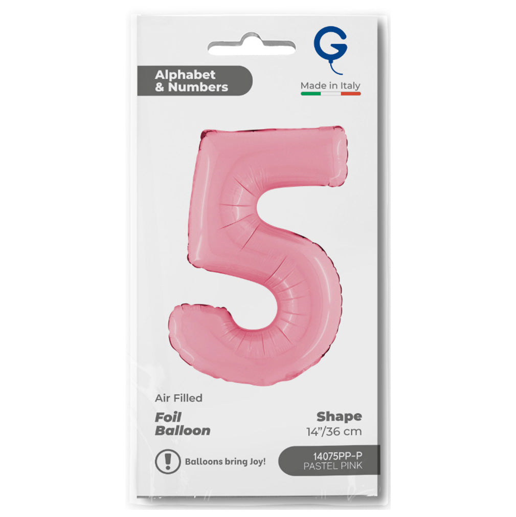 Balon Folie Cifra 5 Pastel Pink 36cm