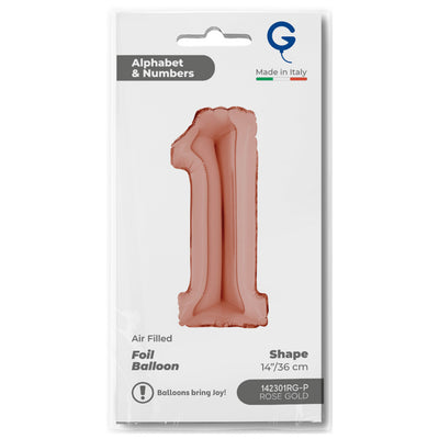 Rose Gold Number 1 Foil Balloon 36cm