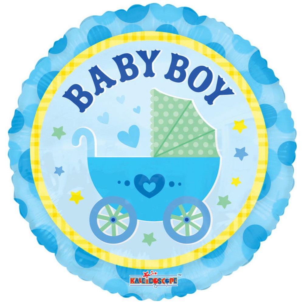 Foil balloon 45cm christening Baby Boy stroller
