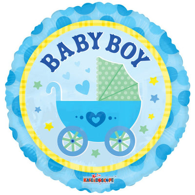 Foil balloon 45cm christening Baby Boy stroller