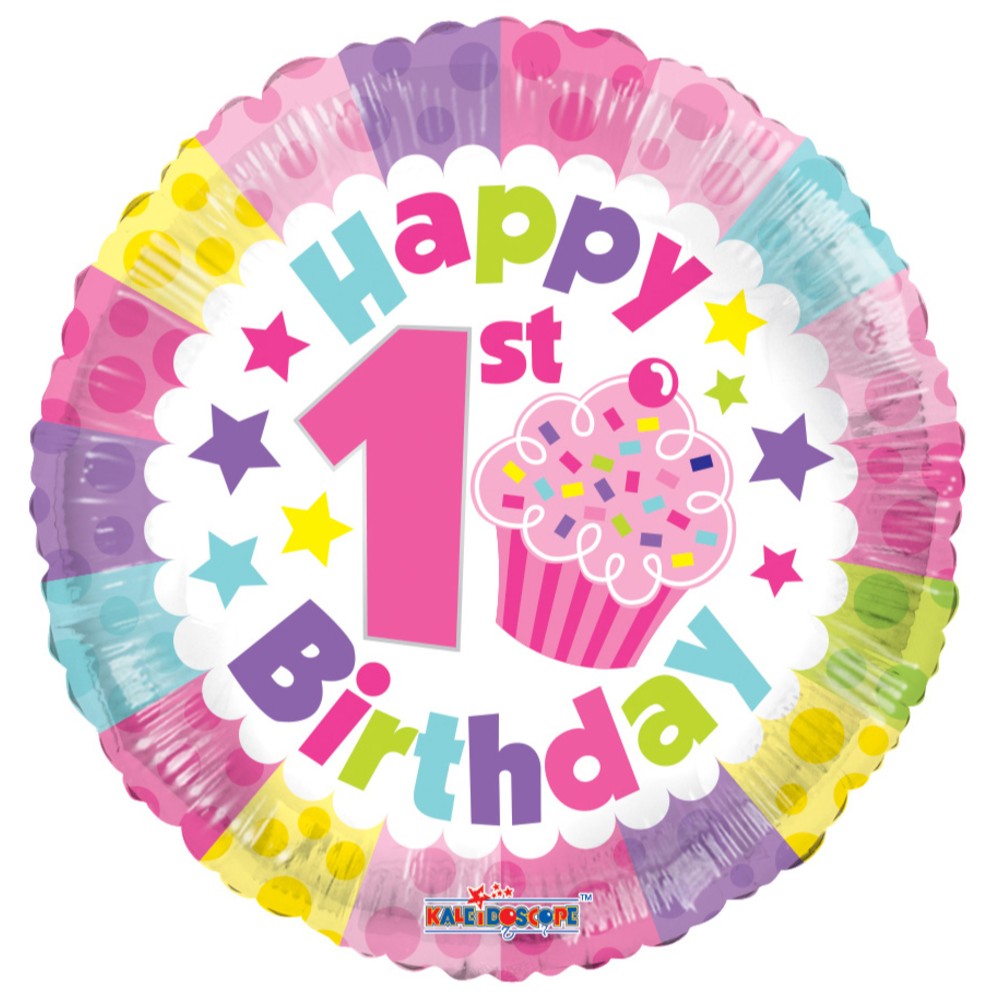 Foil Balloon First Birthday Muffin Girl
