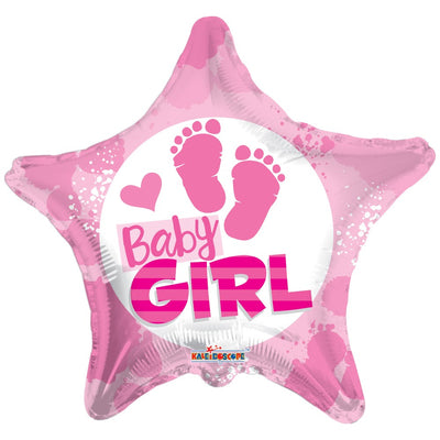 Foil Balloon Baby Girl Footprints