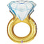 Balon Folie Figurina Inel Auriu cu Diamant 86cm