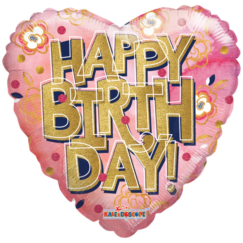 Foil Balloon Happy Birthday Rose Gold Heart with Gold
