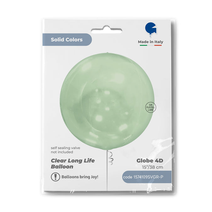 Foil Balloon Sphere 4D Green Transparent 38cm Grabo
