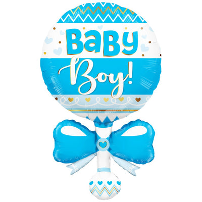 Boy Rattle Foil Balloon Figurine 91cm
