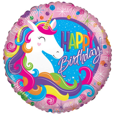 Foil Balloon 45cm Happy B-day Unicorn