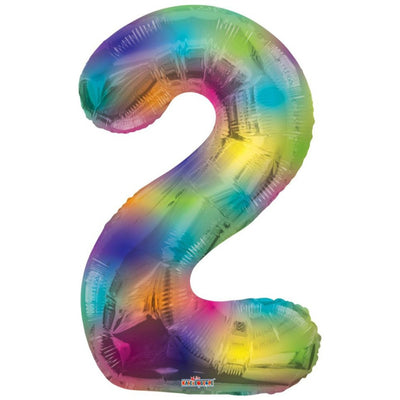 Foil Balloon Number 2 Rainbow 16375-34