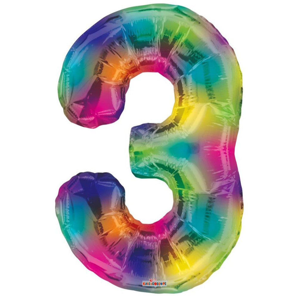 Foil Balloon Number 3 Rainbow 16376-34
